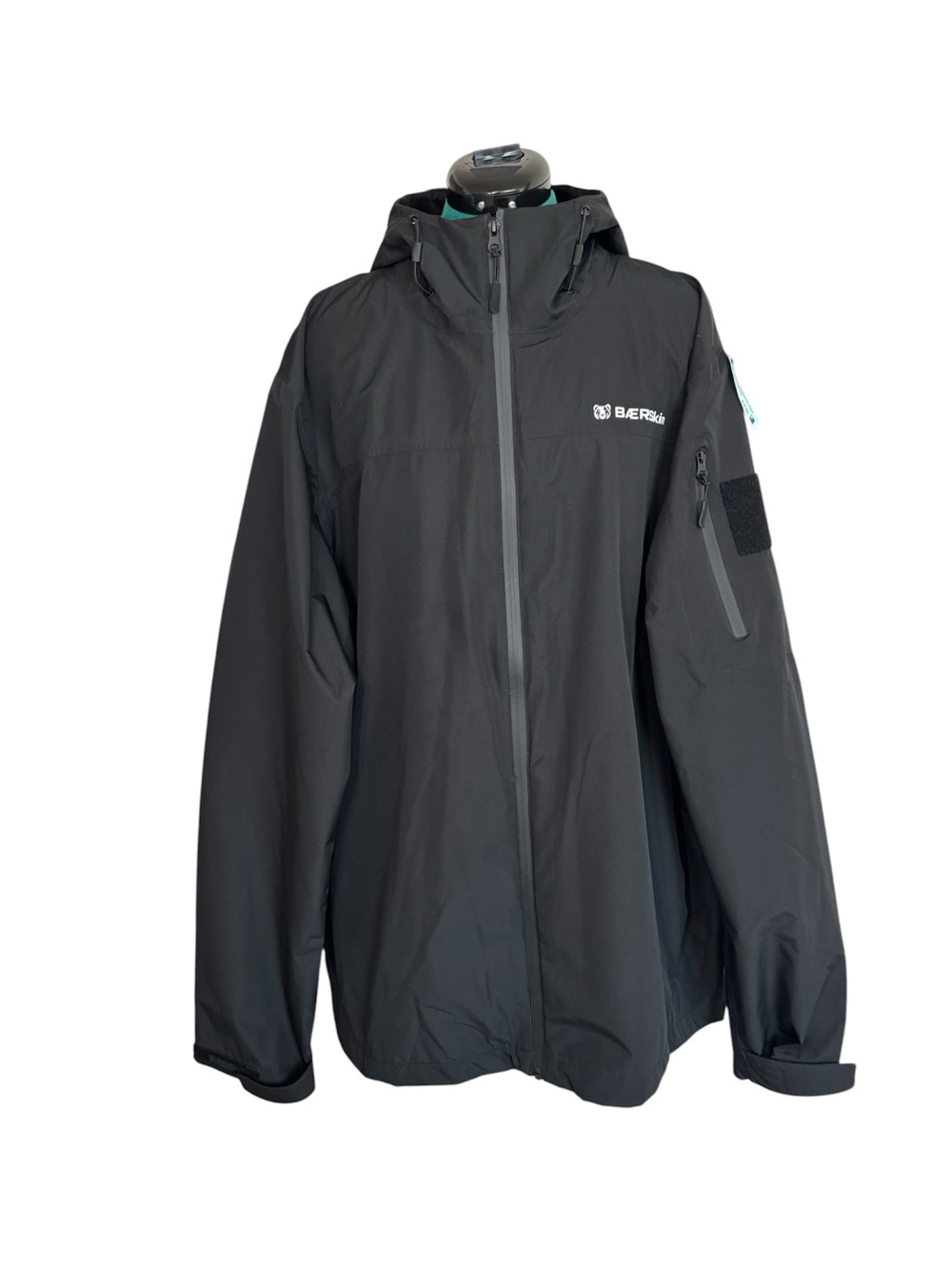 BAERSKIN Men's Black Tactical Waterproof Lightweight Hooded Raincoat